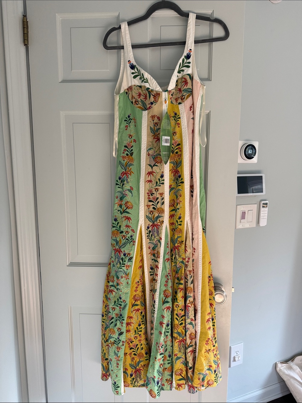 FARM Rio Floral Panel Maxi Dress in Green, Yellow & Cream - Picture 3 of 9